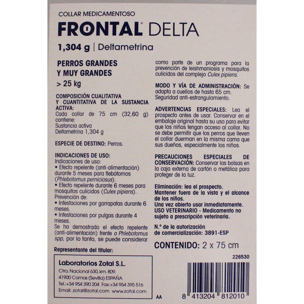 Frontal Delta Collar Medicamentoso Para Perros Grandes y muy Grandes
