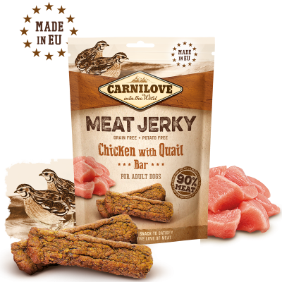 CARNILOVE JERKY CODORNIZ Y POLLO BARRITAS 12X100GR