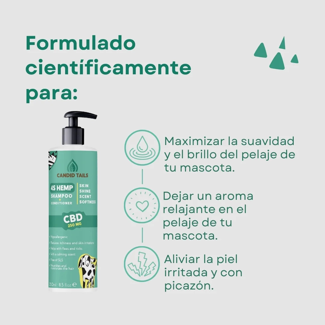 CANDID TAILS CHAMPÚ CON CDB Y CÁÑAMO PARA PERRO 250ml