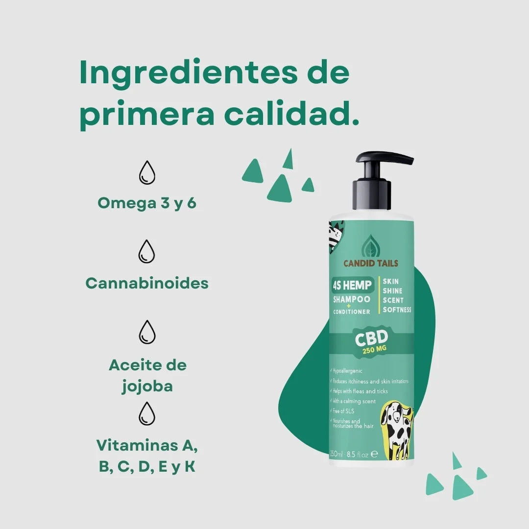 CANDID TAILS CHAMPÚ CON CDB Y CÁÑAMO PARA PERRO 250ml