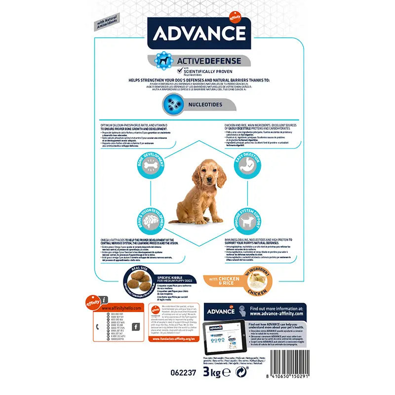 Advance Canine Puppy Medium Pollo Arroz 3Kg,