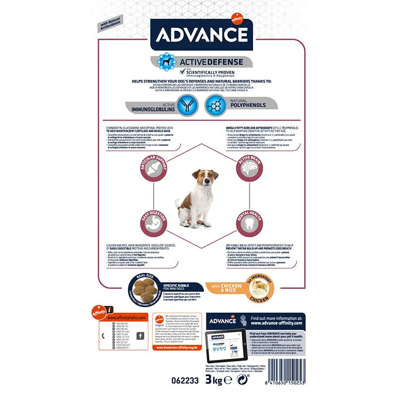 ADVANCE CANINE SENIOR MINI POLLO ARROZ 3KG