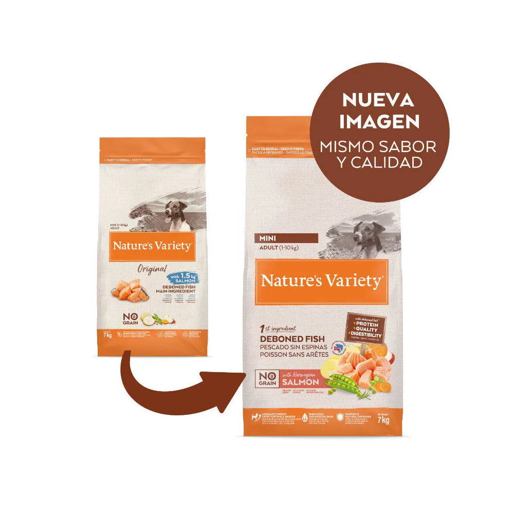 NATURE'S VARIETY DOG NO GRAIN ADULT MINI SALMÓN