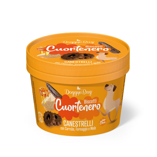 DOGGYEBAG CUORTENERO FORMA DE FLOR CON QUESO, ALGARROBA Y MIEL - 150GR