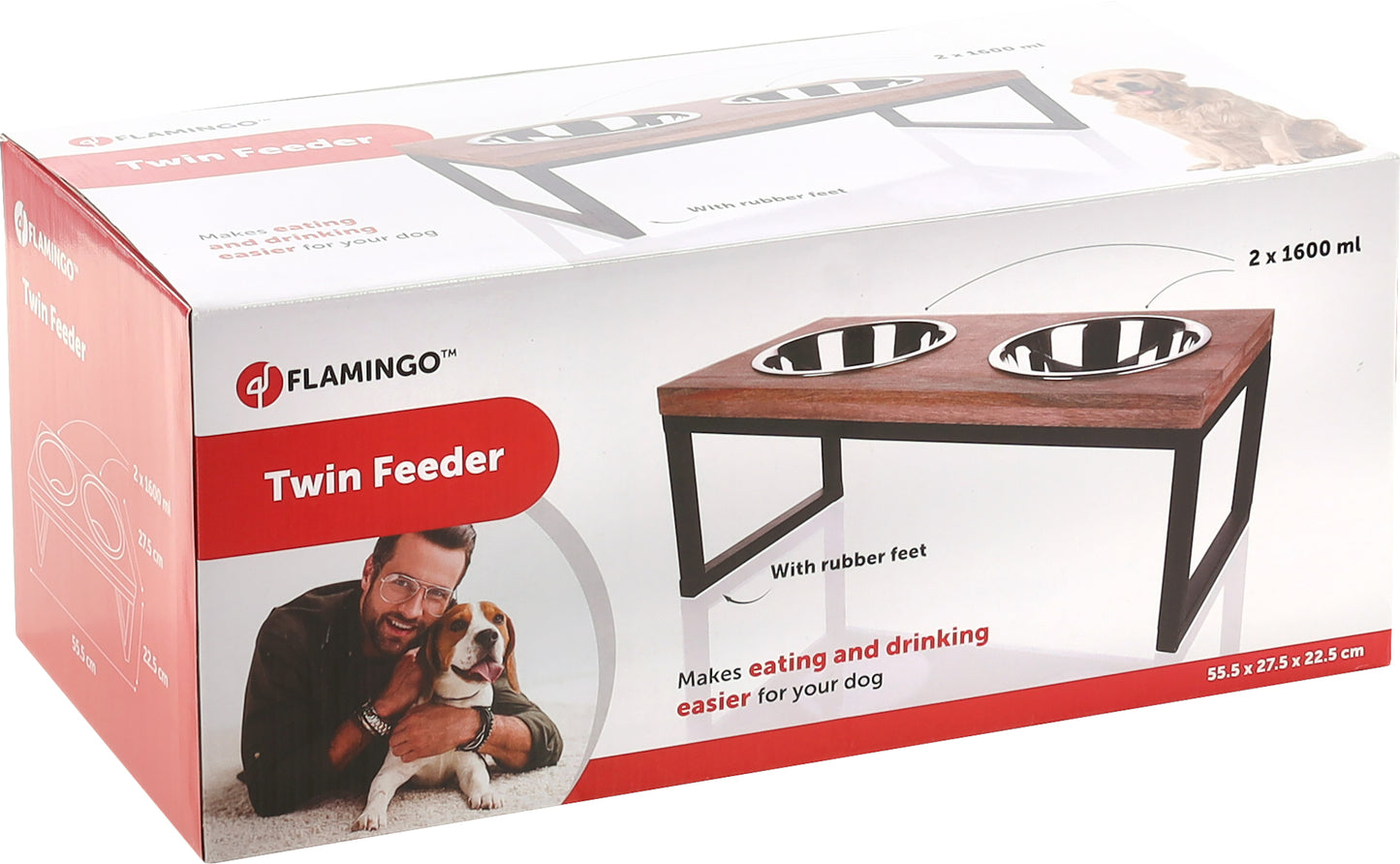 FLAMINGO COMEDERO DOBLE CON SOPORTE TOMMY