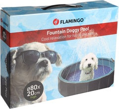 FLAMINGO DOG POOL SPRINKLE BLUE AND GREY