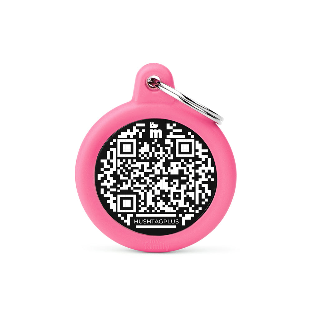 CHAPA MYFAMLY HUSHTAG QR CÍRCULO - ALUMINIO NEGRO