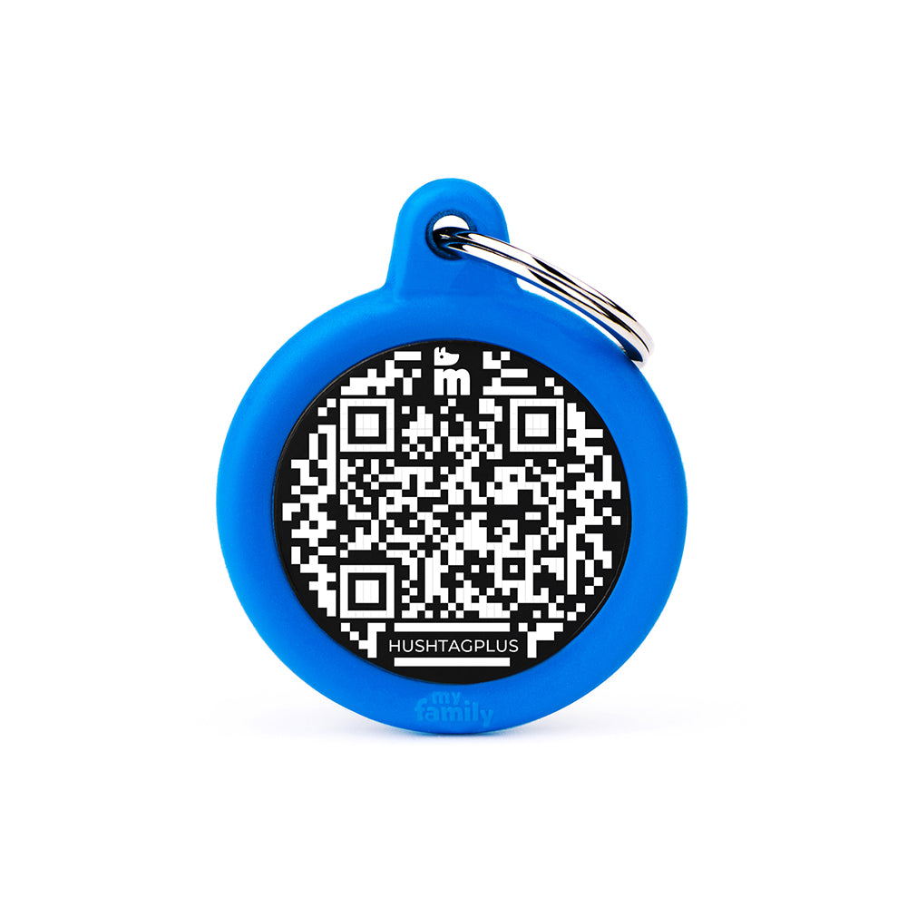 CHAPA MYFAMLY HUSHTAG QR CÍRCULO - ALUMINIO NEGRO