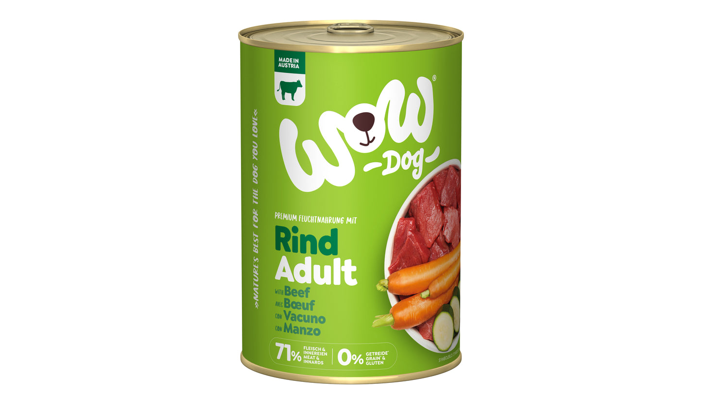 WOW ALIMENTO HÚMEDO DE VACUNO CON ZANAHORIAS PARA PERRO ADULTO