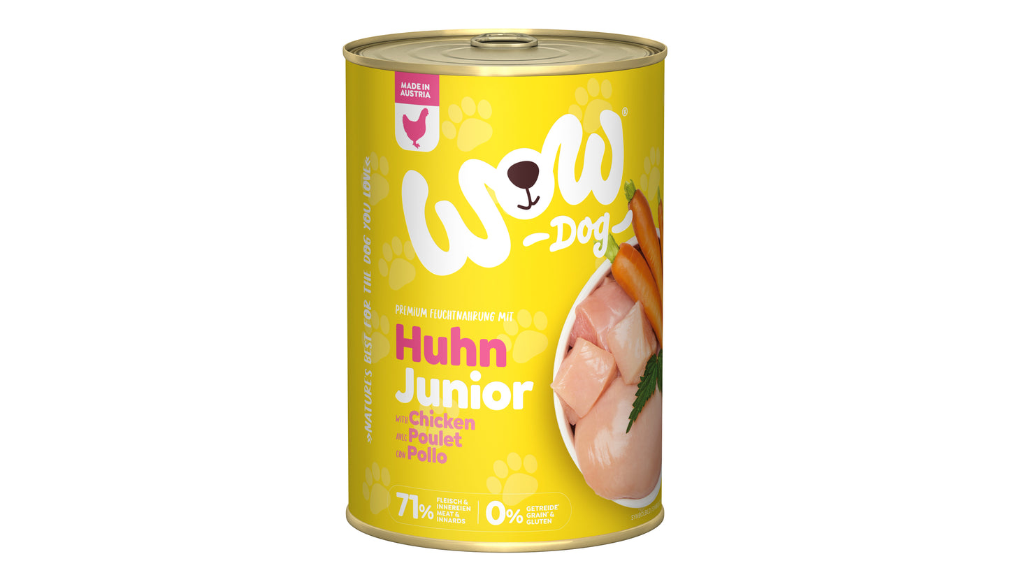 WOW ALIMENTO HÚMEDO DE POLLO CON ZANAHORIAS PARA PERRO JUNIOR