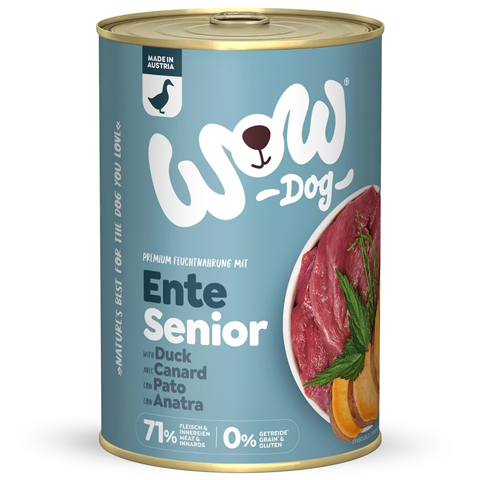 WOW ALIMENTO HÚMEDO DE PATO CON ALGAS MARINAS PARA PERRO SÉNIOR