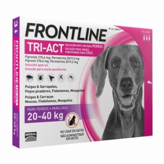 Frontline Tri-act Solucion Spot-on Para Perros 20-40 kg, Caja con 3 Pipetas de 4 ml
