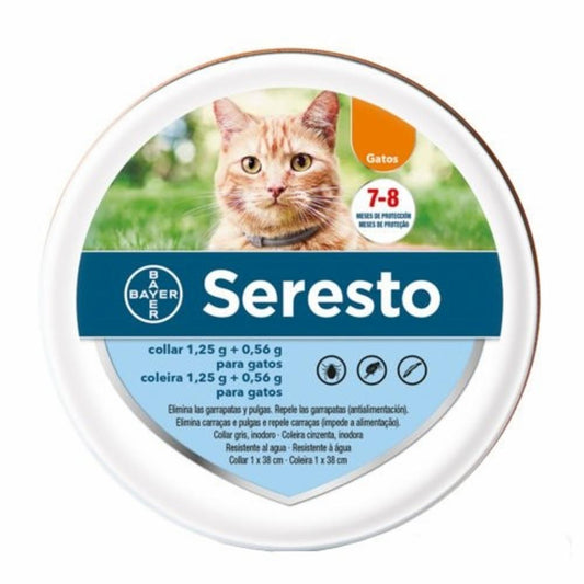 Seresto Collar 1,25 G+0,56 g Para Gatos, Caja con 1 Bolsa con 1 Collar de 38 cm