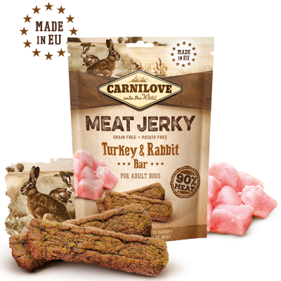 CARNILOVE JERKY CONEJO Y PAVO BARRITAS 12X100GR