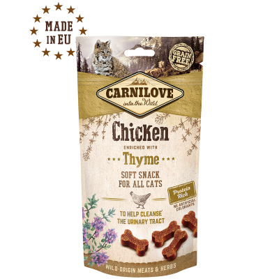 CARNILOVE FELINE SNACK SEMI HUMEDO POLLO TOMILLO CAJA 12X50G