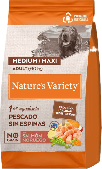 NATURE'S VARIETY DOG NG ADULT MED/MAX SALMÓN 10KG
