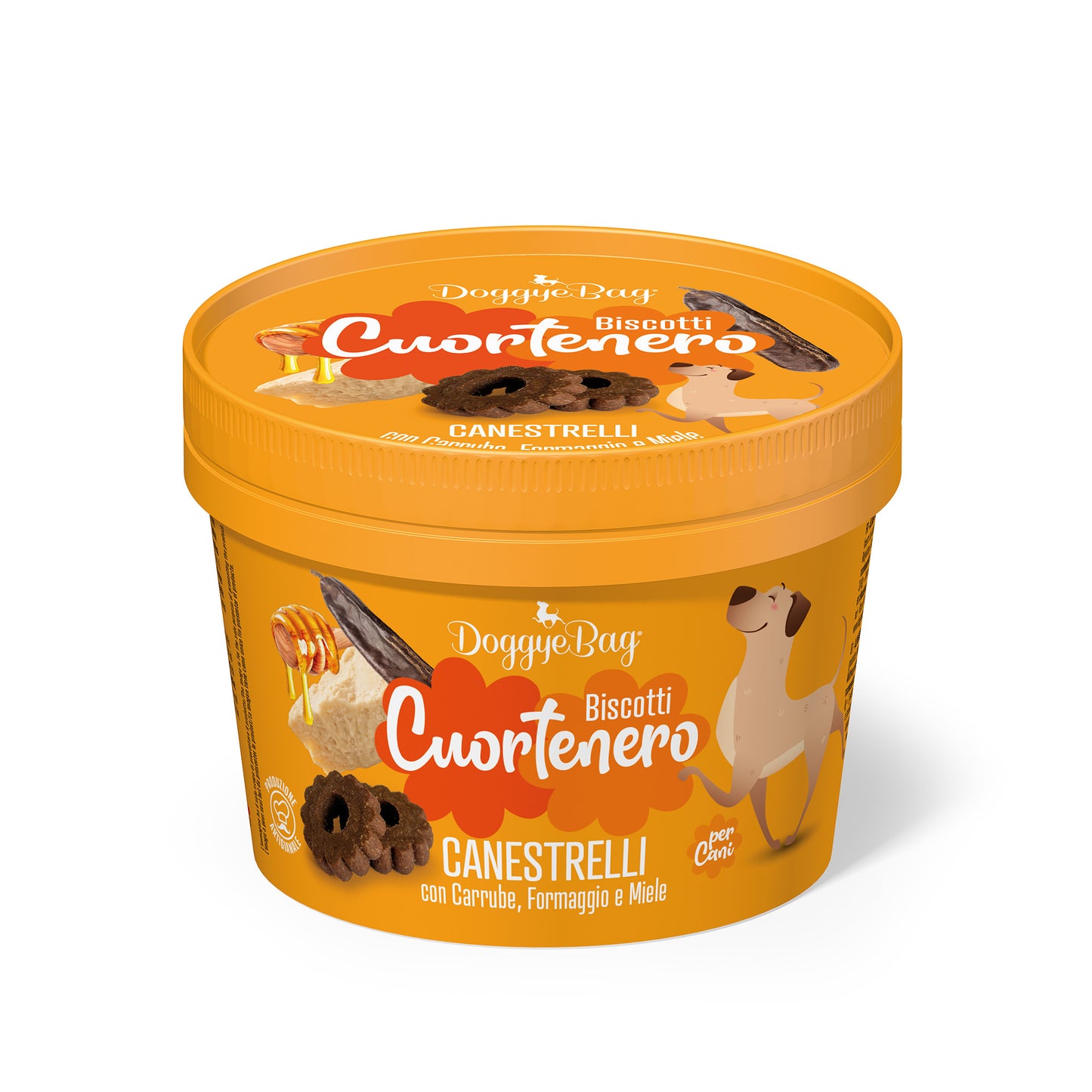 DOGGYEBAG CUORTENERO FORMA DE FLOR CON QUESO, ALGARROBA Y MIEL - 150GR