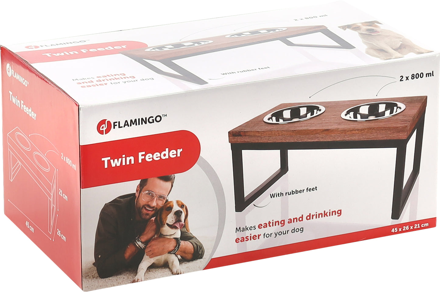 FLAMINGO COMEDERO DOBLE CON SOPORTE TOMMY
