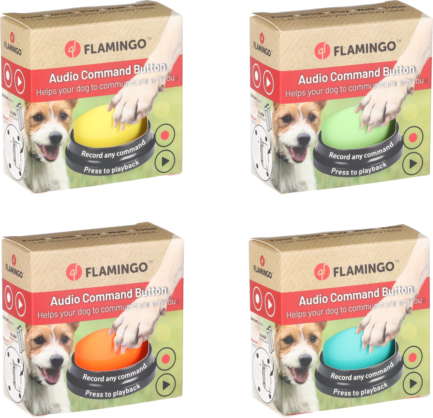 FLAMINGO JUGUETE PARA PERRO BOTÓN DE AUDIO GRABABLE - DISPLAY