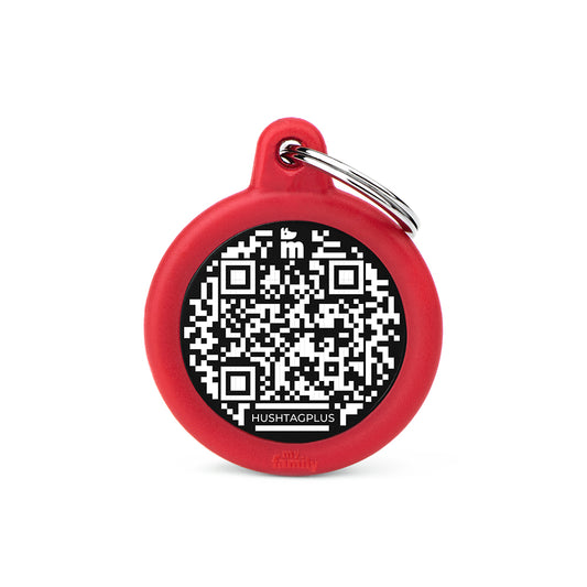 CHAPA MYFAMLY HUSHTAG QR CÍRCULO - ALUMINIO NEGRO