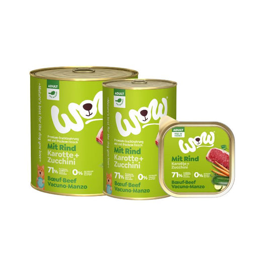 WOW ALIMENTO HÚMEDO DE VACUNO CON ZANAHORIAS PARA PERRO ADULTO