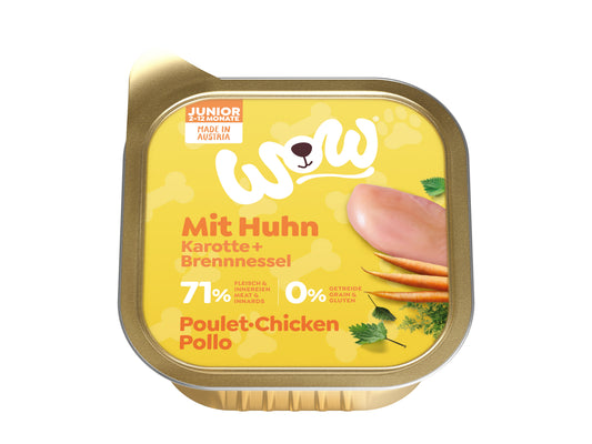 WOW ALIMENTO HÚMEDO DE POLLO CON ZANAHORIAS PARA PERRO JUNIOR